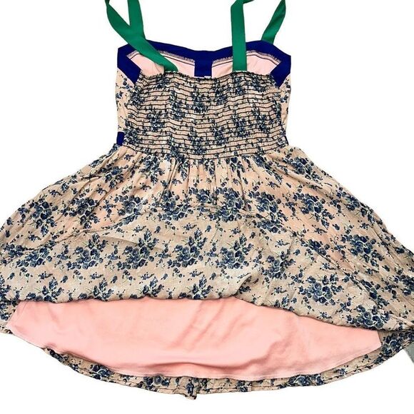 CocoLove flowy fun dress size small rose pink, blue and green w floral scrolls - Picture 3 of 10
